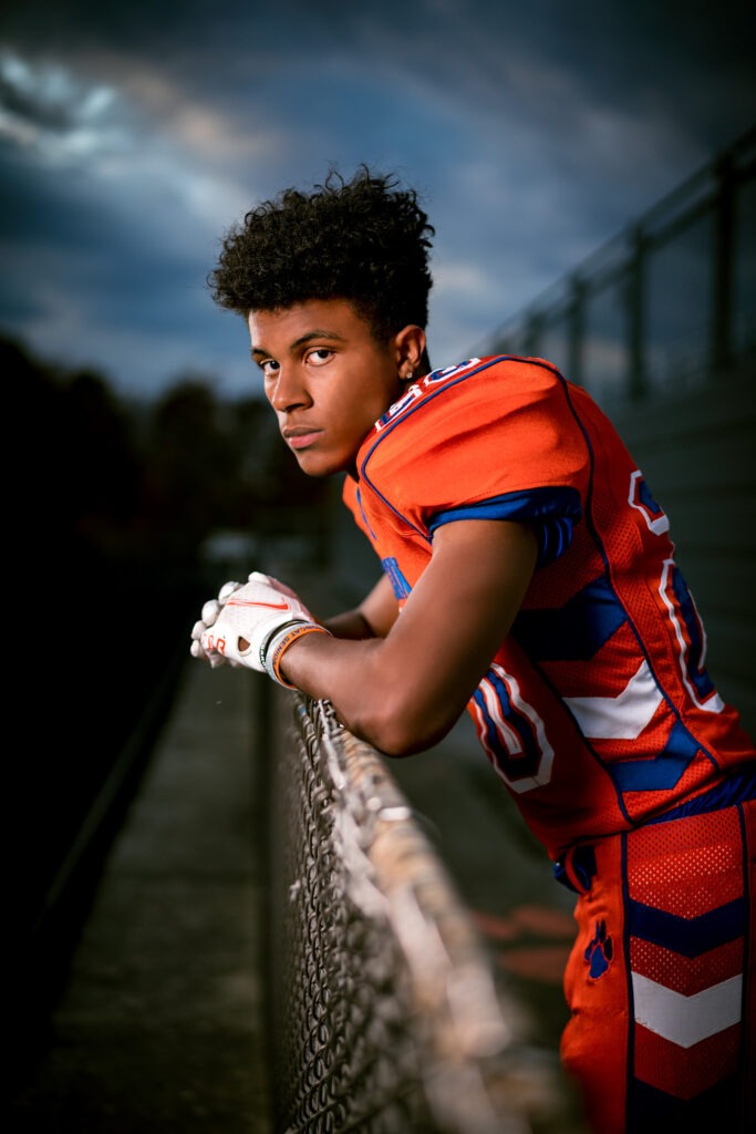 senior photos at north Davison high school football field