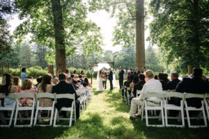 Wedding ceremony photography in Winston-Salem NC with bride and groom at the altar