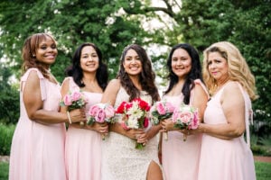 Wedding ceremony photography in Winston-Salem NC with bridal party after ceremony