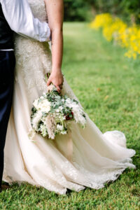 Wedding ceremony photography in Winston-Salem NC showing brides flowers
